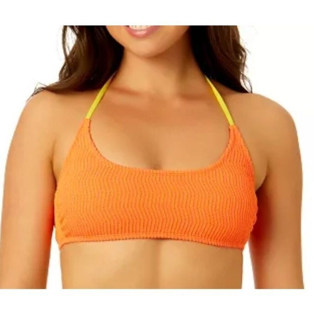 Salt + Cove Womens Bralette Bikini Top Swim Bright Orange Halter Size S New